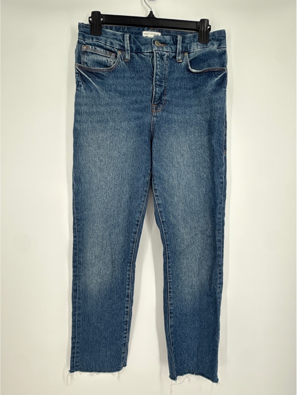 Good American Women's Blue Denim Jeans Size 6/28 Raw Hem